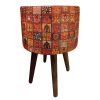 Round Velvet Footstool Inspired by Persian Art