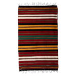 Authentic Persian Jajim Flat-Woven Striped Rug Diyasam