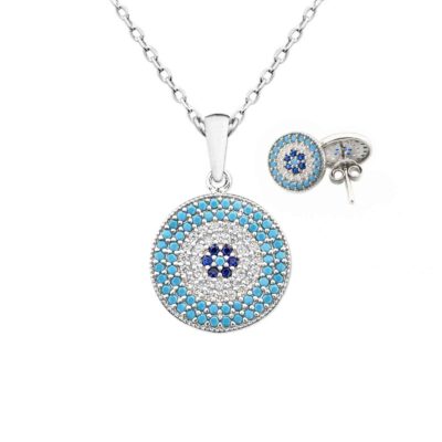 Set of Silver Necklace & Earring Model Cheshm Nazar