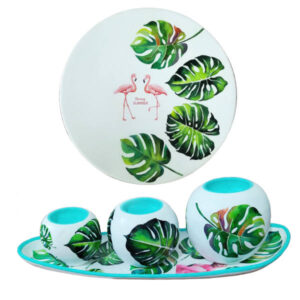 Pottery Tealight Candle Holders & Plate