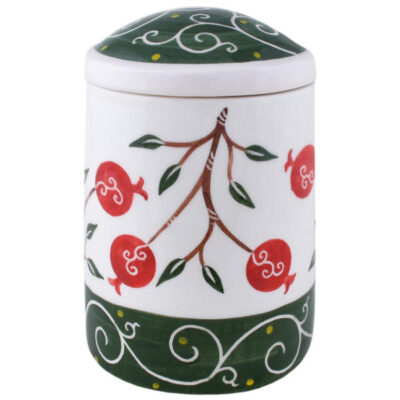 Pottery Canister Jar – Handcrafted with Pomegranate Pattern