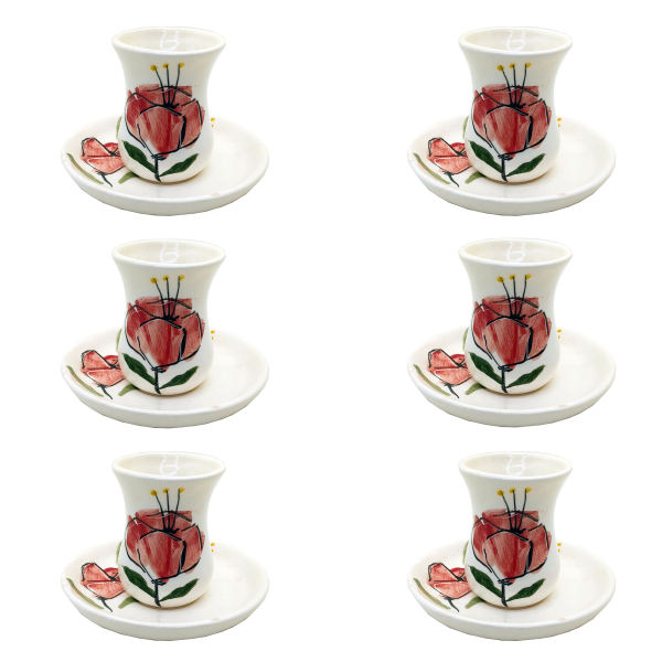 Persian Teacup Set with Saucer - Shaghayegh Flower Pottery