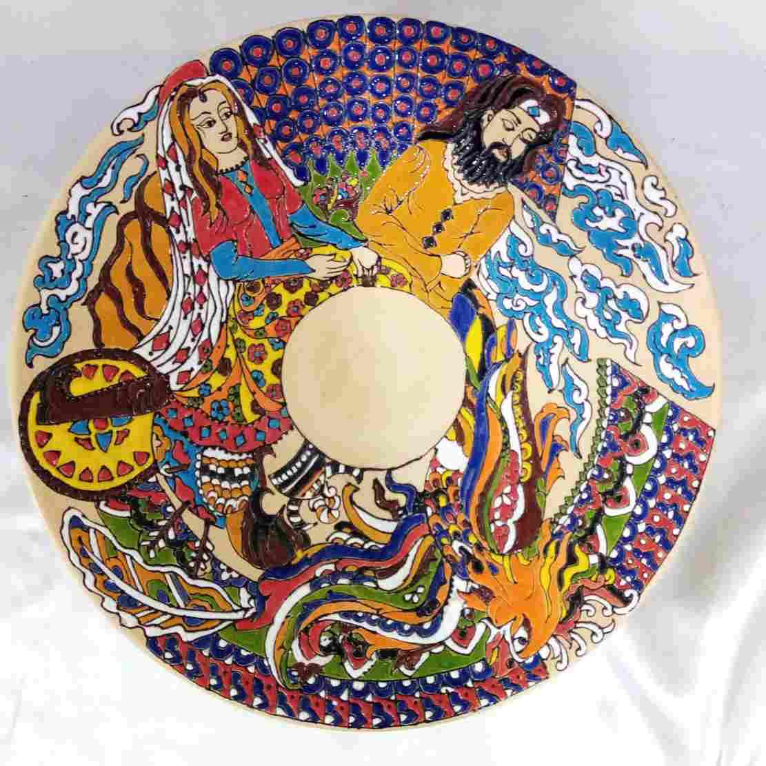 Set of Handmade Decorative Pottery Plate & Bowl Shahnameh