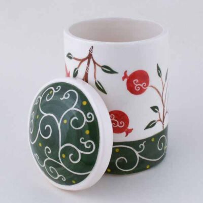 Pottery Canister Jar – Handcrafted with Pomegranate Pattern