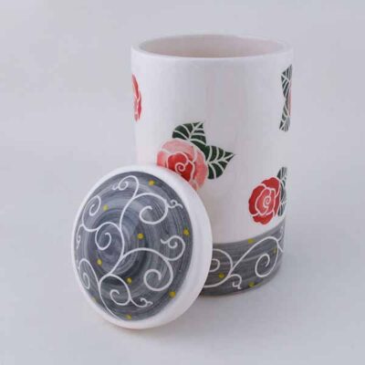 Pottery Canister Jar – Handcrafted with Rose Pattern