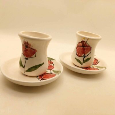 Persian Teacup Set with Saucer – Shaghayegh Flower Pottery