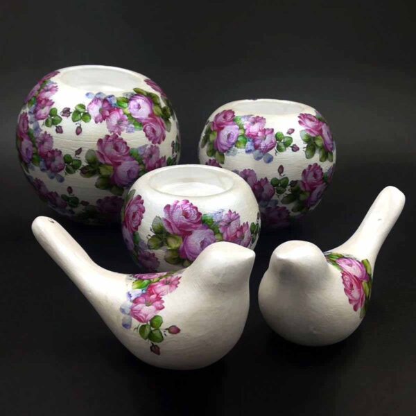 Set of Persian Pottery Candlestick Model Flower