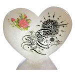 Islamic Heart Salt Lamp Handcrafted with Van Yakad Calligraphy