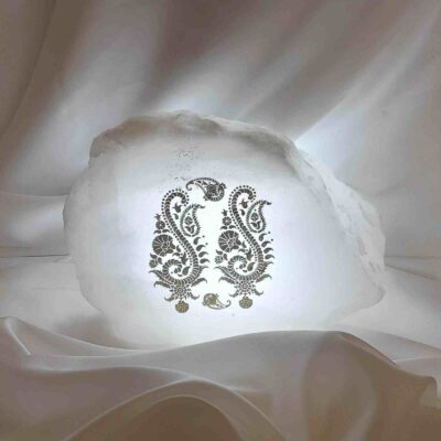 Persian Glow Salt Lamp – Handcrafted with Paisley Design