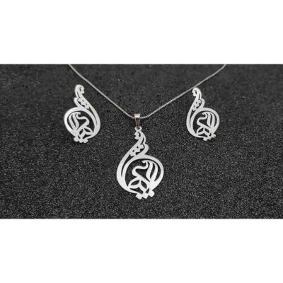 Set of Persian Silver Necklace & Earrings Model Ordibehsht Symbol
