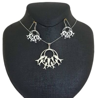 Set of Silver Necklace & Earrings Model Mahi