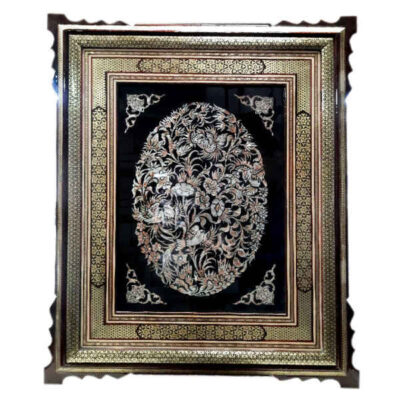 Handmade Framed Persian Engraved Copper Art Garden – Traditional Wall Decor