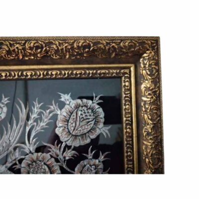 Handmade Framed Persian Engraved Copper Art Birds – Traditional Wall Decor