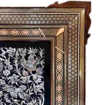 Handmade Framed Persian Engraved Copper Art Birds & Flowers – Traditional Wall Decor