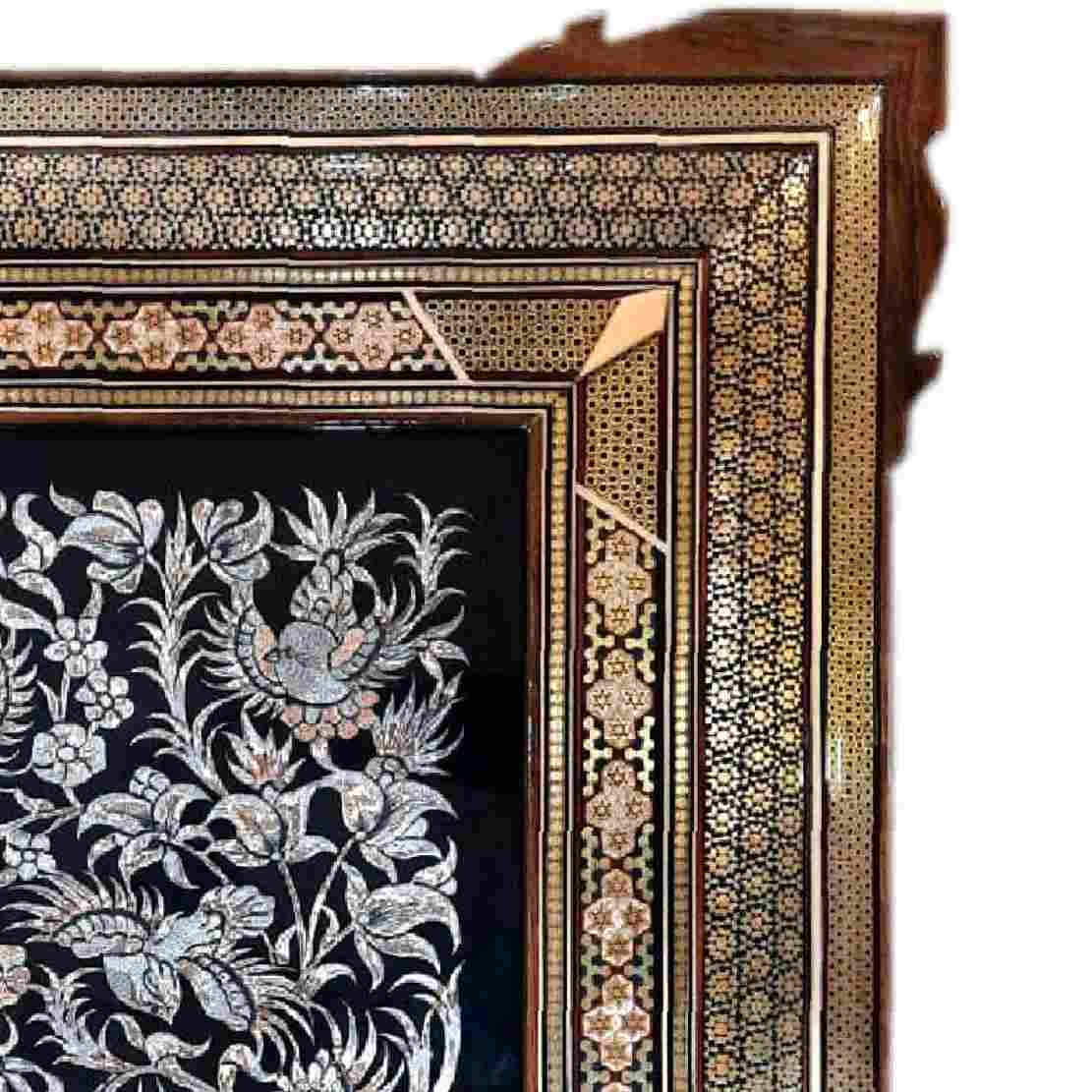 Handmade Framed Persian Engraved Copper Art Birds & Flowers – Traditional Wall Decor