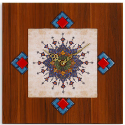 Handcrafted Persian Wooden Wall Clock with Geometric Pattern Model Aram