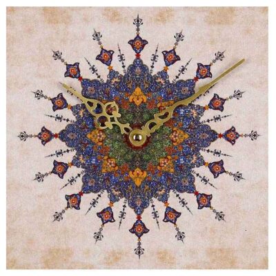 Handcrafted Persian Wooden Wall Clock with Geometric Pattern Model Aram