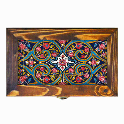Wooden Box for Gift Giving with Persian Inspired Pattern Flower