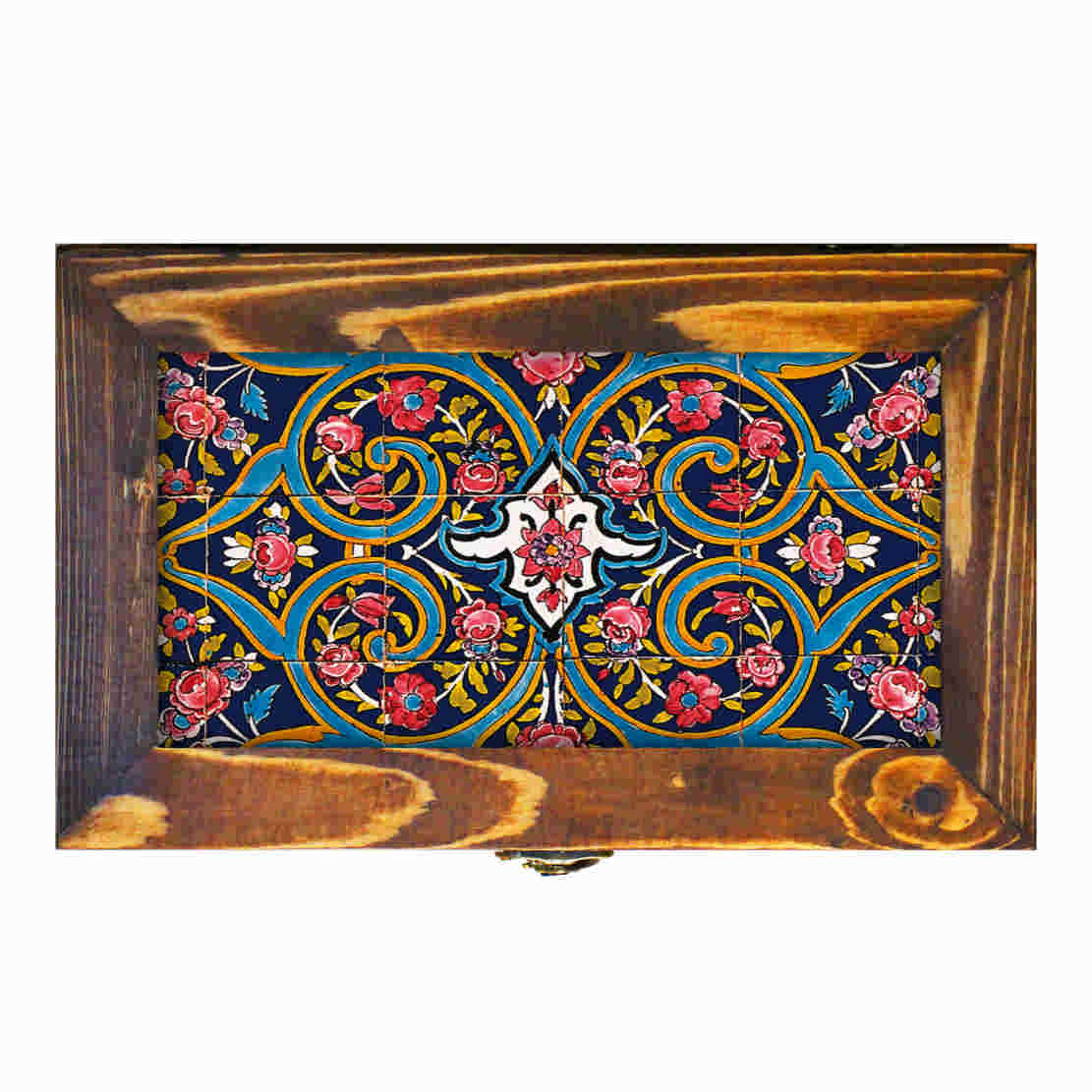 Wooden Box for Gift Giving with Persian Inspired Pattern Flower