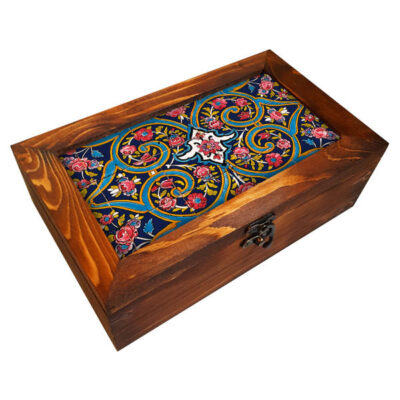 Wooden Box for Gift Giving with Persian Inspired Pattern Flower