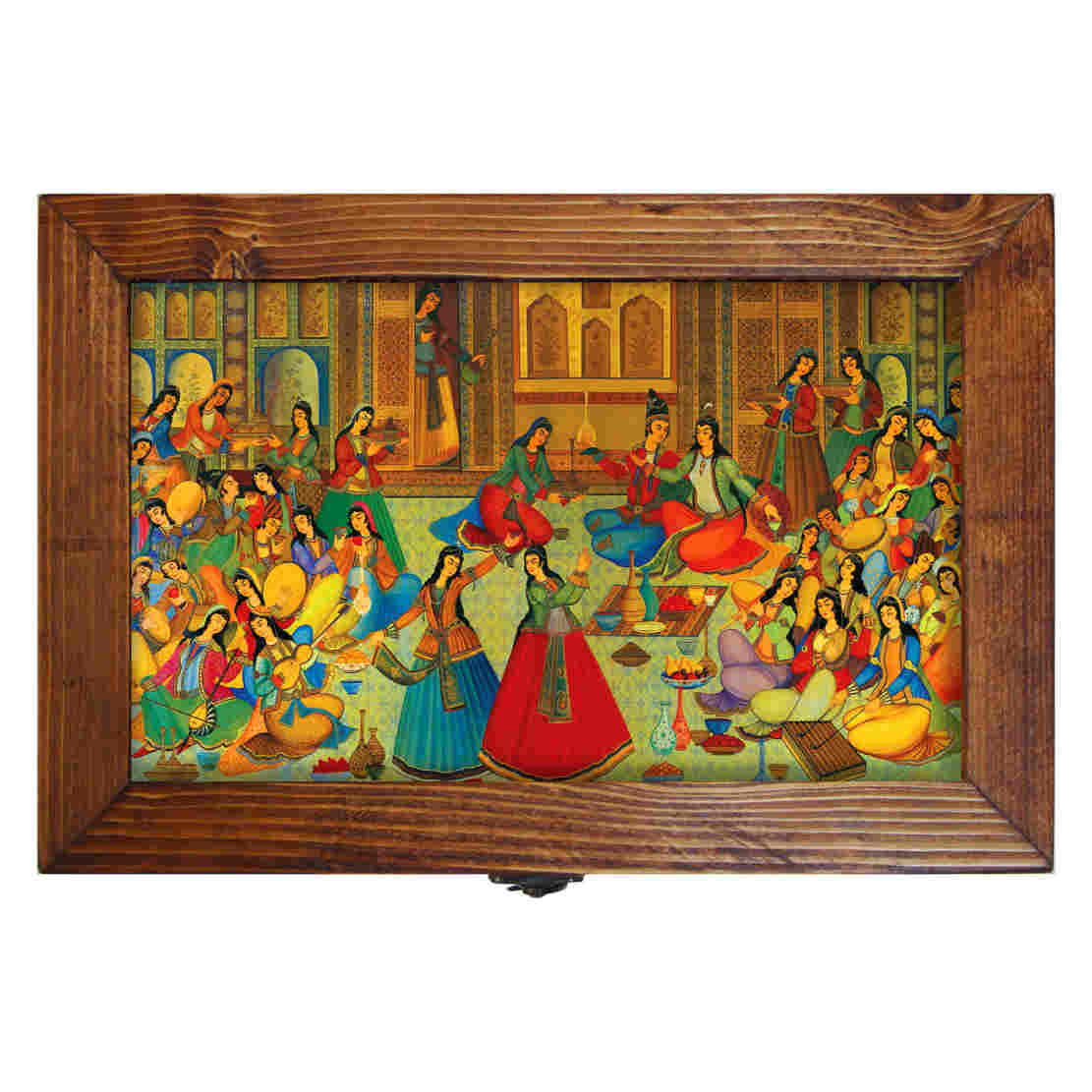Wooden Box for Gift Giving with Persian Inspired Pattern Painting