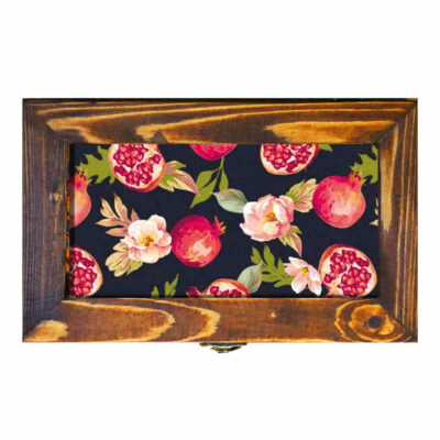 Wooden Box for Gift Giving with Persian Inspired Pattern Pomegranate
