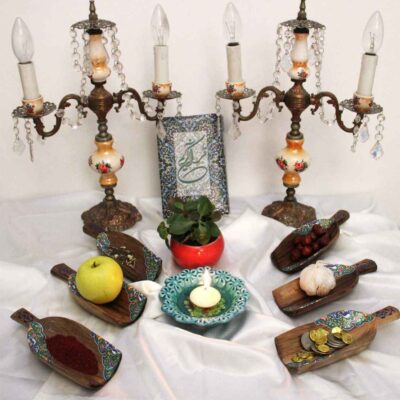 Elegant Wooden Haft-sin Set for Nowruz Persian New Year Hoonarin