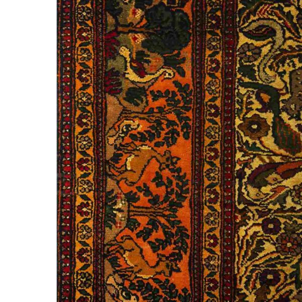 Handmade Persian Silk Carpet Toranj Model Jangal