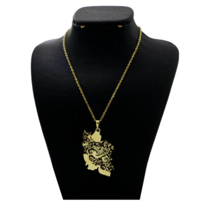 Persian Brass Necklace Minimalist Iran Map