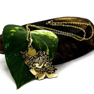 Persian Brass Necklace Minimalist Iran Map