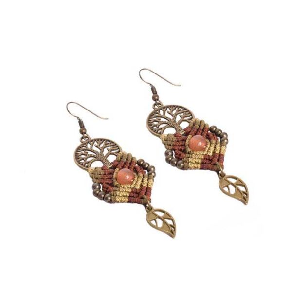 Iranian Macrame Earring Model life Tree