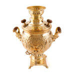 Persian Brass Samovar Decorative Coal Tea Maker Floral Motifs 4-Liter
