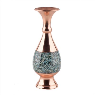 Handcrafted Decorative Persian Inlaid Turquoise Copper Vase Yas