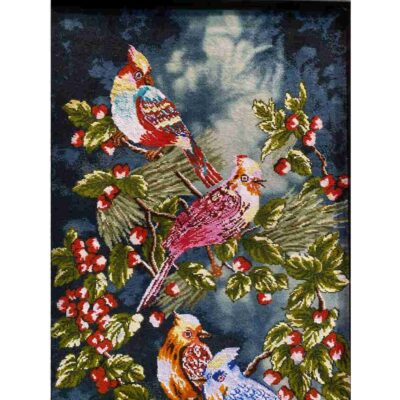 Hand-Knotted Persian Pictorial Rug from Tabriz Depicting Bird