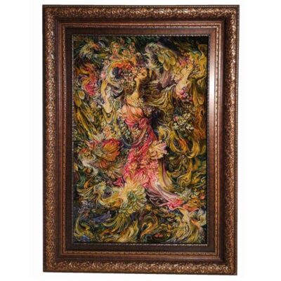 Hand-Knotted Persian Wall Hanging Rug from Tabriz Depicting Smell of Spring Miniature