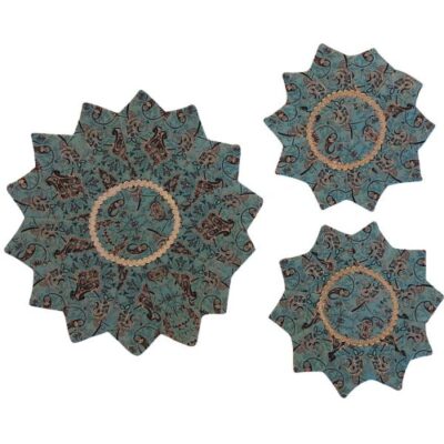 Set of 3 Persian Tablecloth Luxurious Yazd’s Termeh Star