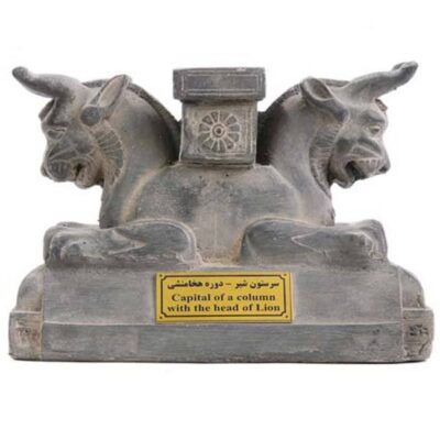 Historical Griffin: Achaemenid Horned Lion Head Column Figurine