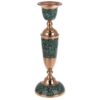 Handcrafted Persian Copper Candlestick - Inlaid Turquoise Design - Yas