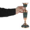 Handcrafted Persian Copper Candlestick - Inlaid Turquoise Design - Yas