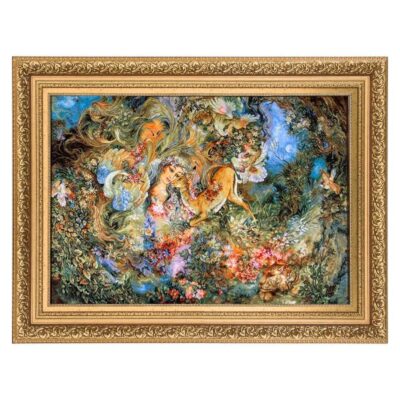 Hand-Knotted Persian Wall Hanging Rug from Tabriz Depicting Cycle of life Miniature
