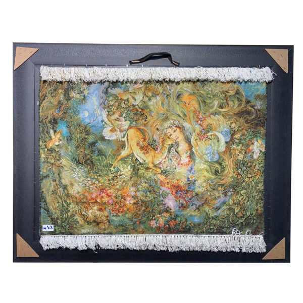 Handmade Tableau Farshchian Miniature Rug - Cycle of life