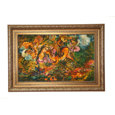 Hand-Knotted Persian Wall Hanging Rug from Tabriz Depicting Cycle of life Miniature