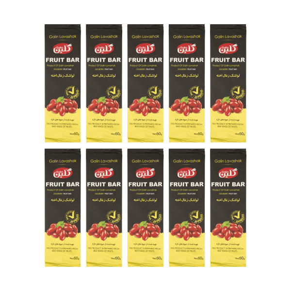 Galin Cornel Cherry Fruit Bars – Persian Traditional Sour Fruit Leather, 60g (10 Pieces)