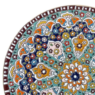Decorative Copper Wall Plate Hand-Painted with Persian Minakari Enamel Angel