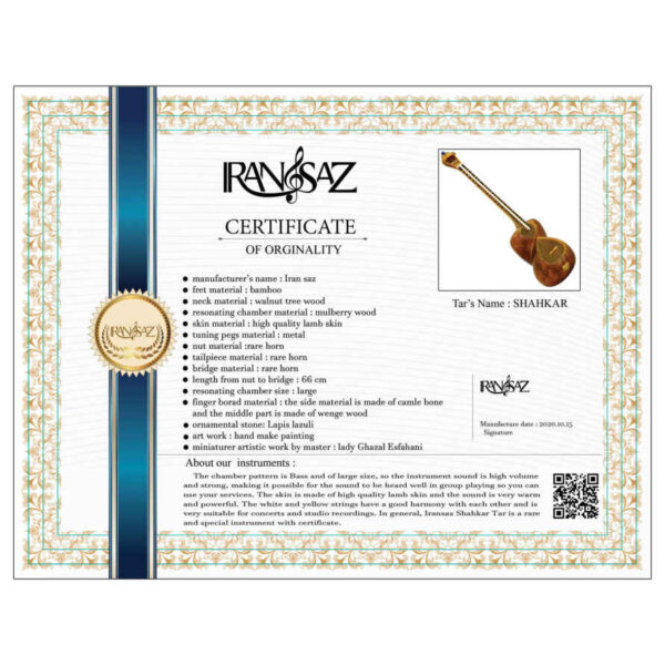 Persian Tar String Instrument Model Shahkar