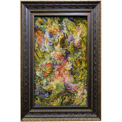 Hand-Knotted Persian Wall Hanging Rug from Tabriz Depicting Miniature