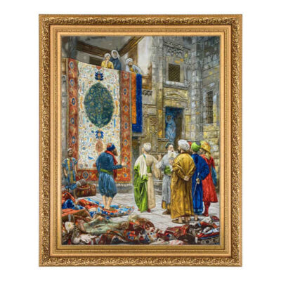 Hand-Knotted Persian Pictorial Rug from Tabriz Depicting Cairo Bazaar