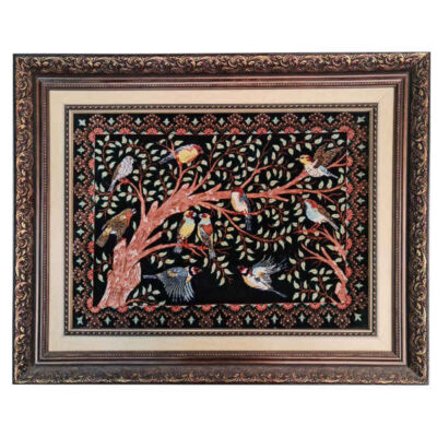 Hand-Knotted Persian Pictorial Rug from Qom Depicting Flowers