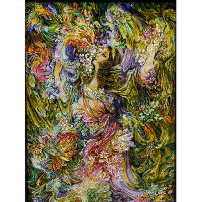 Hand-Knotted Persian Wall Hanging Rug from Tabriz Depicting Miniature