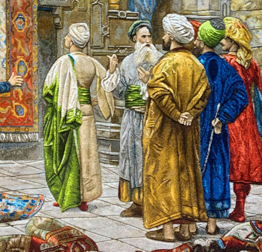 Hand-Knotted Persian Pictorial Rug from Tabriz Depicting Cairo Bazaar